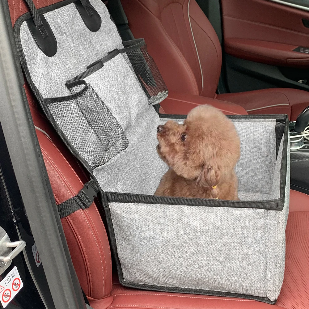 Dog Car Booster Seat with Storage Safe & Comfy Dog Car Seat (Gray)