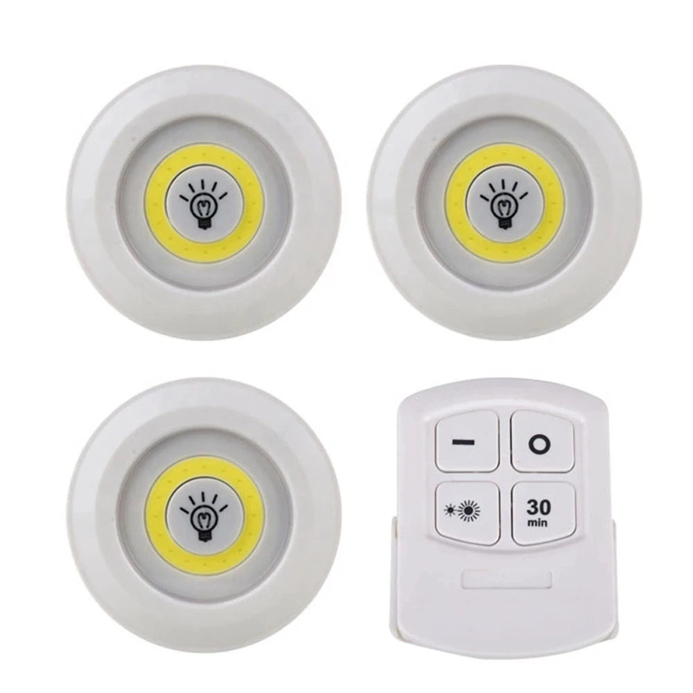 LED Under Cabinet Light 3PCS Battery Powered with Remote Control (Warm White)