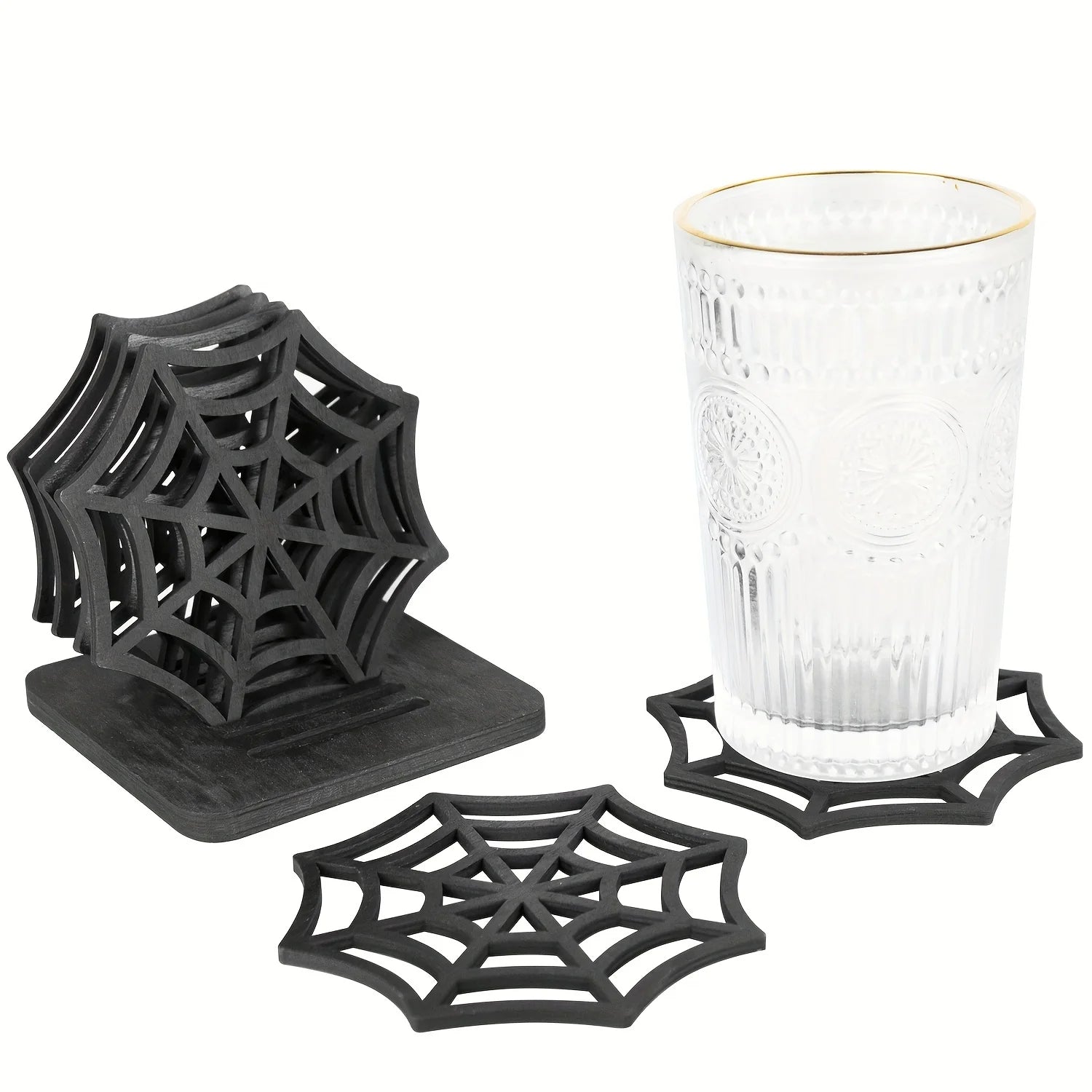 Spooky Spider Web Coasters 6-Piece Halloween Table Decor Set