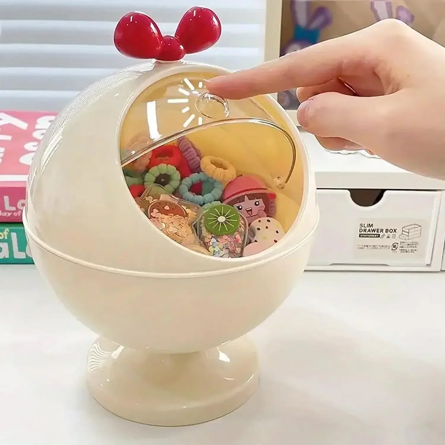 Dustproof Organizer Box for Hair Ties and Vanity Accessories