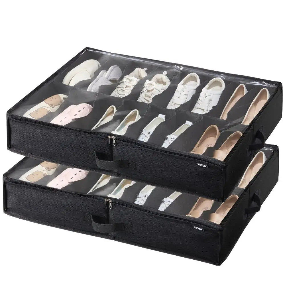 Under Bed Shoe Storage with Clear Window 2-Pack for Storage Organization