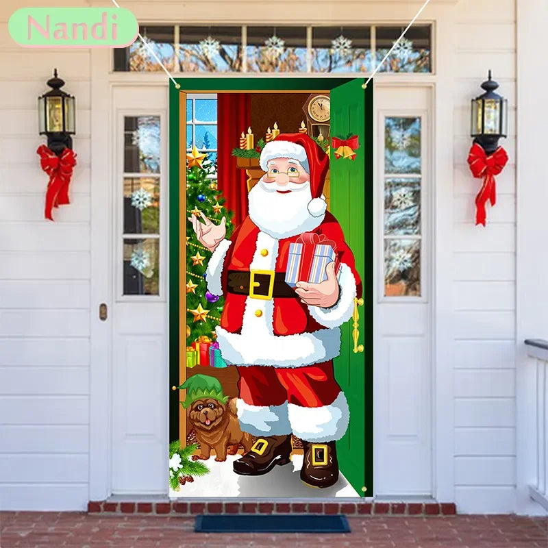 Christmas Santa Door Background Cloth for Holiday Party