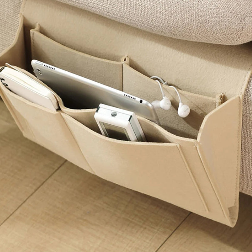 Hanging Storage Bag Baby Tissue Box For Bed Sofa Side Pouch (Khaki)