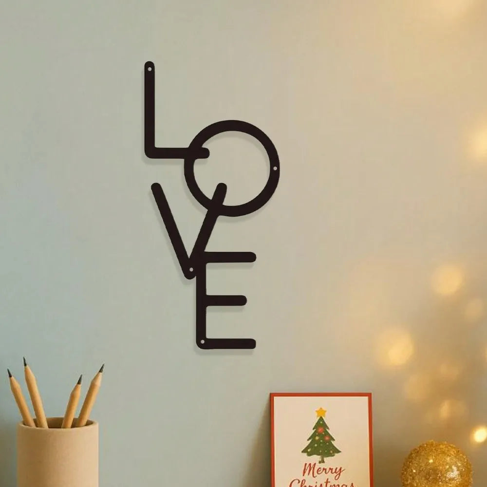 Gothic 'Love' Metal Wall Art – Vintage Black Iron Hanging Sign