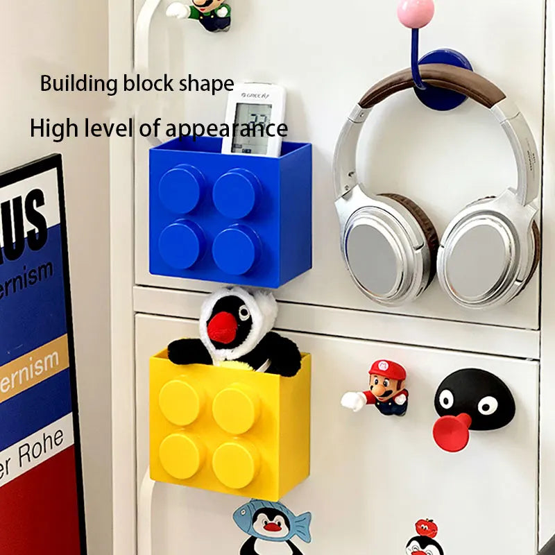 Space-Saving Magnetic Fridge Storage Box Wall-Mounted Holder (Yellow)