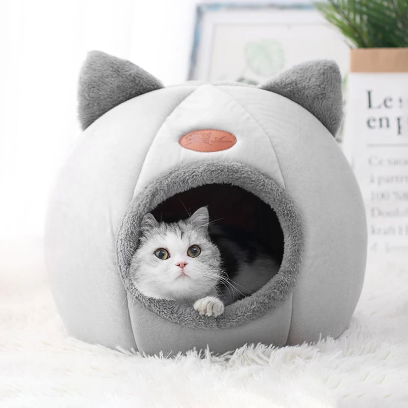 Cat Bed Basket Small Pets Tent Cozy Cave Nest for Pets (Light Gray)