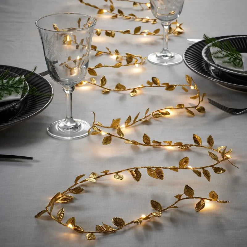 20 LED Golden Leaf String Lights for Home Decor