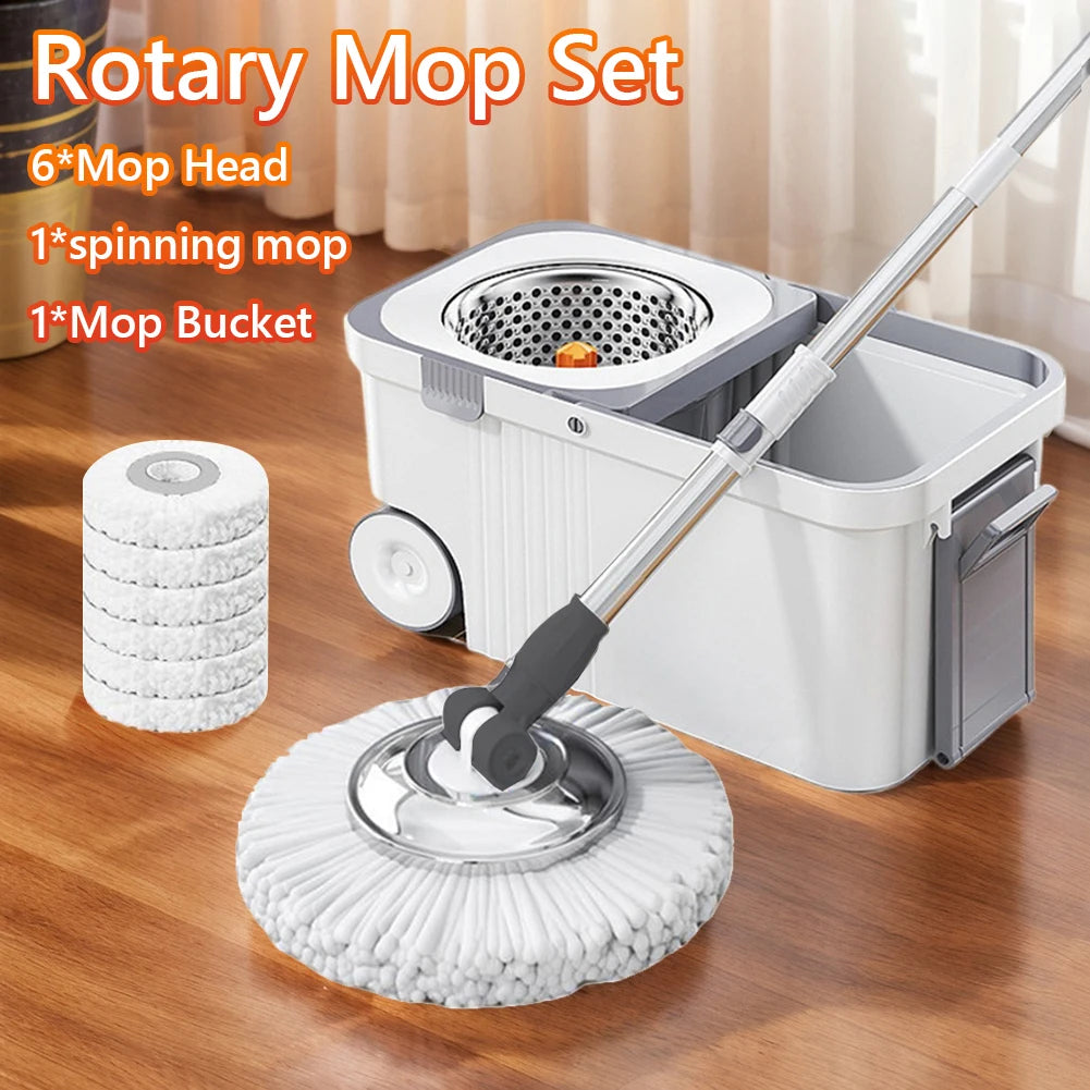 Automatic Spin Mop Bucket Set with 6 Microfiber Refills