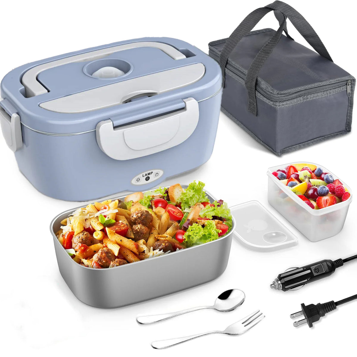 Portable Electric Lunch Box 1.5L Food Warmer (Sky Blue)