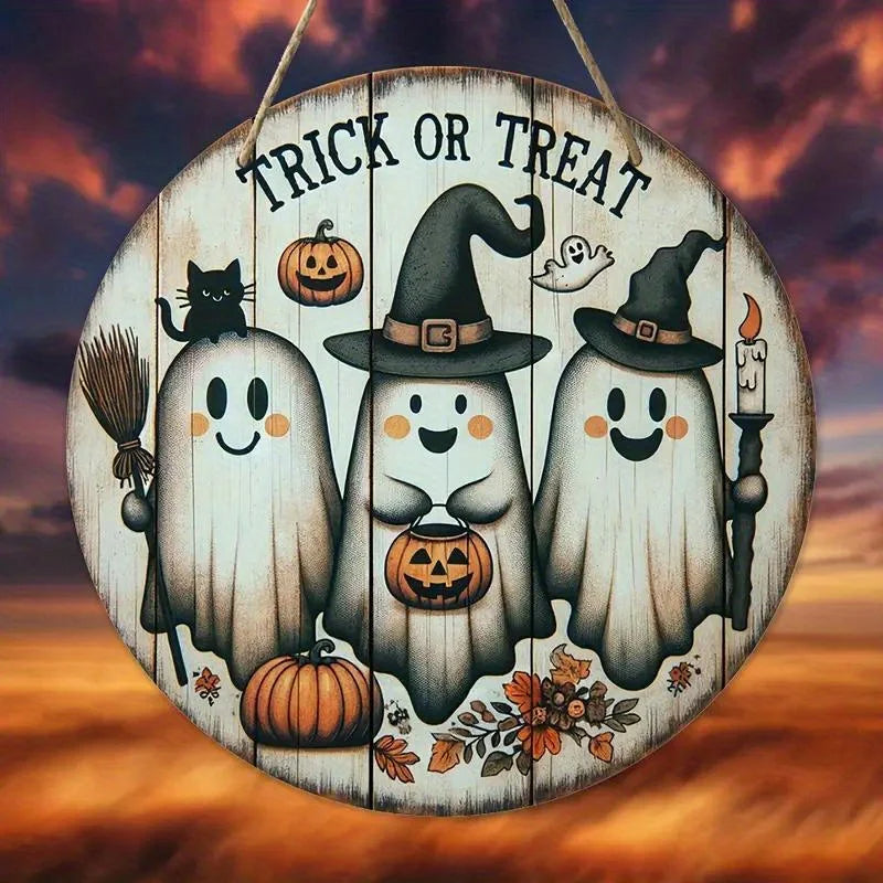 Halloween Door Decor with Ghosts & Pumpkins 1 Piece (20CM)