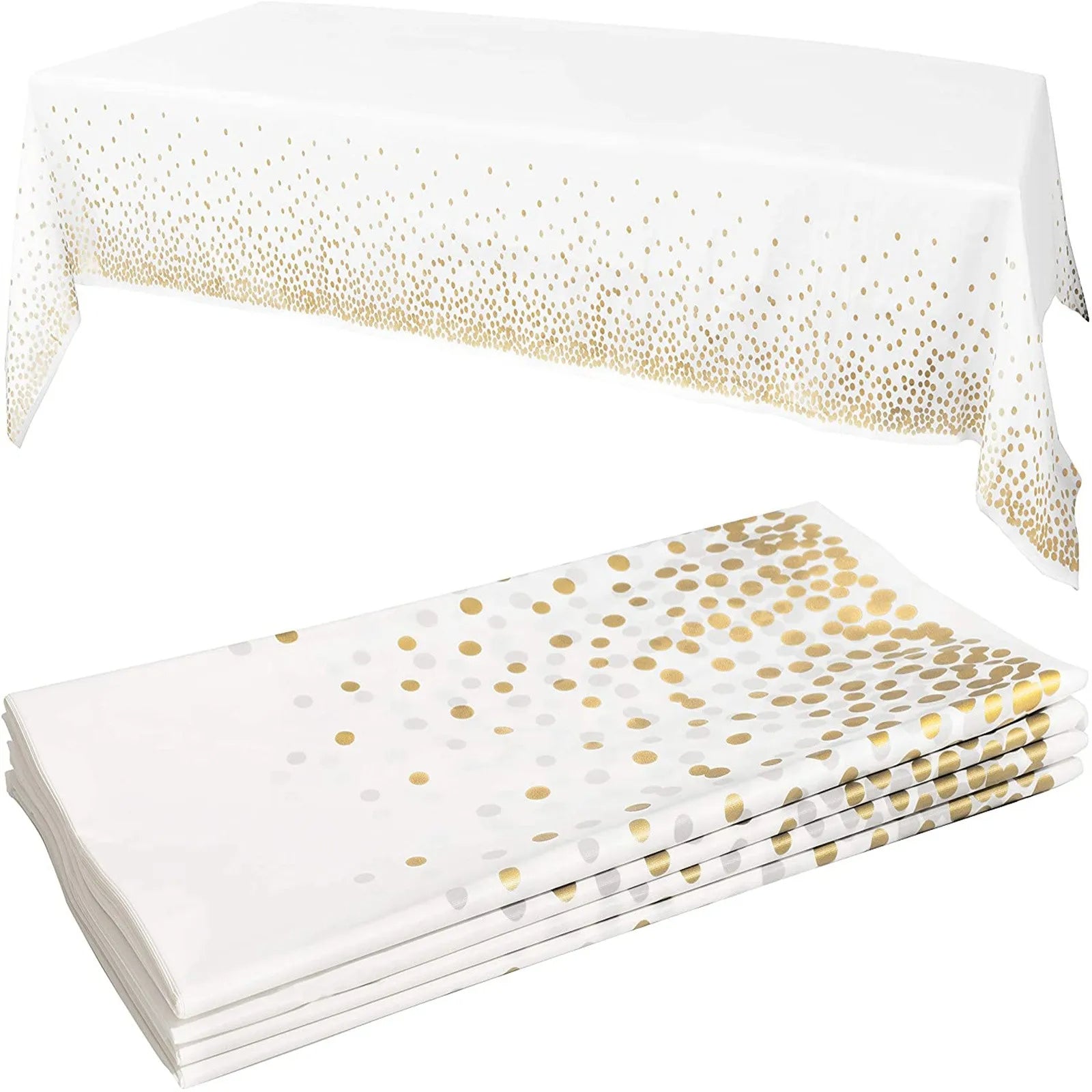 Gold Dot Plastic Disposable Tablecloth