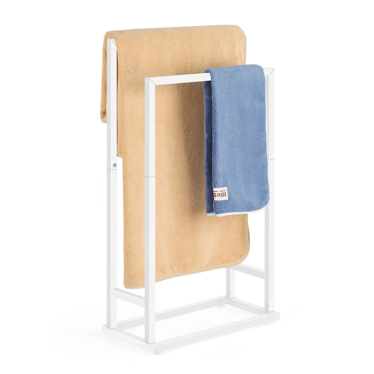 Freestanding Metal Towel Rack 2-Tier for Bathroom Laundry (White)