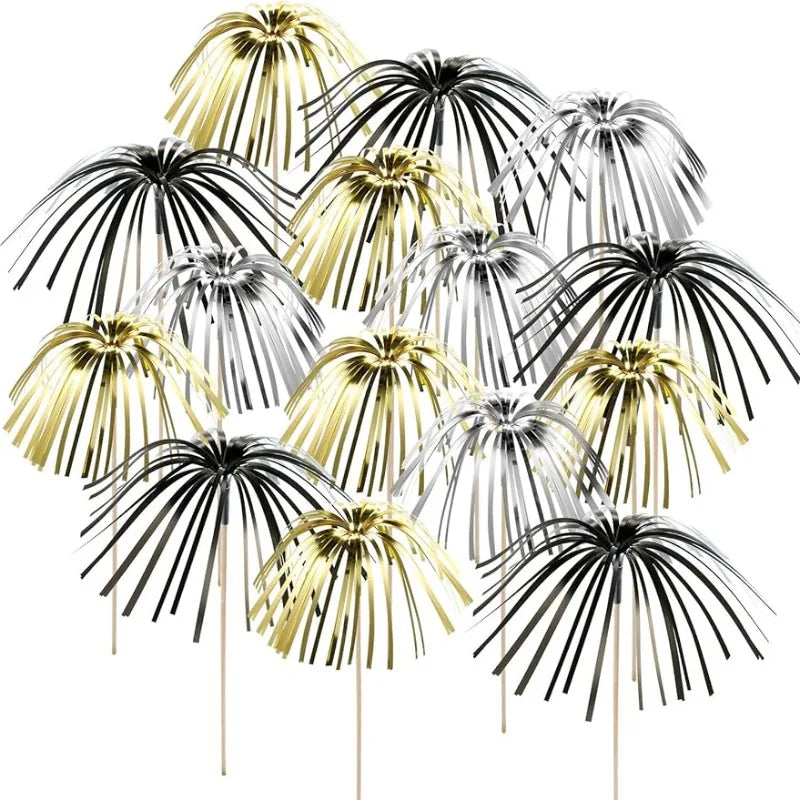 Firework Cupcake Toppers Foil Toothpicks Holiday Cake Decorations 100 Pieces