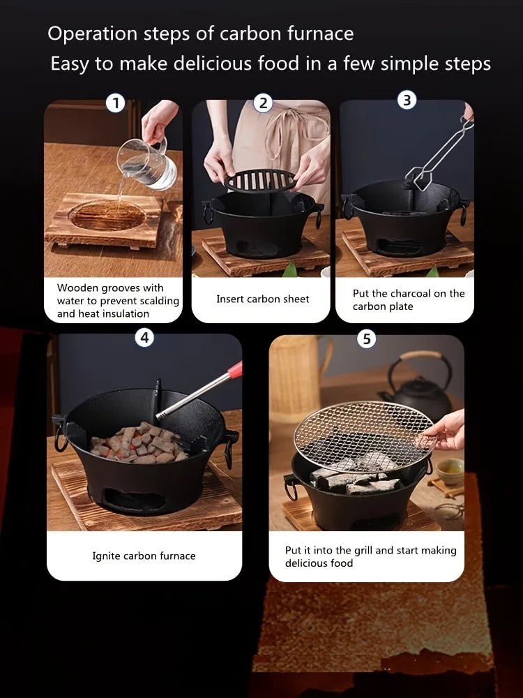 Portable BBQ Grill Round for Camping Picnic Party