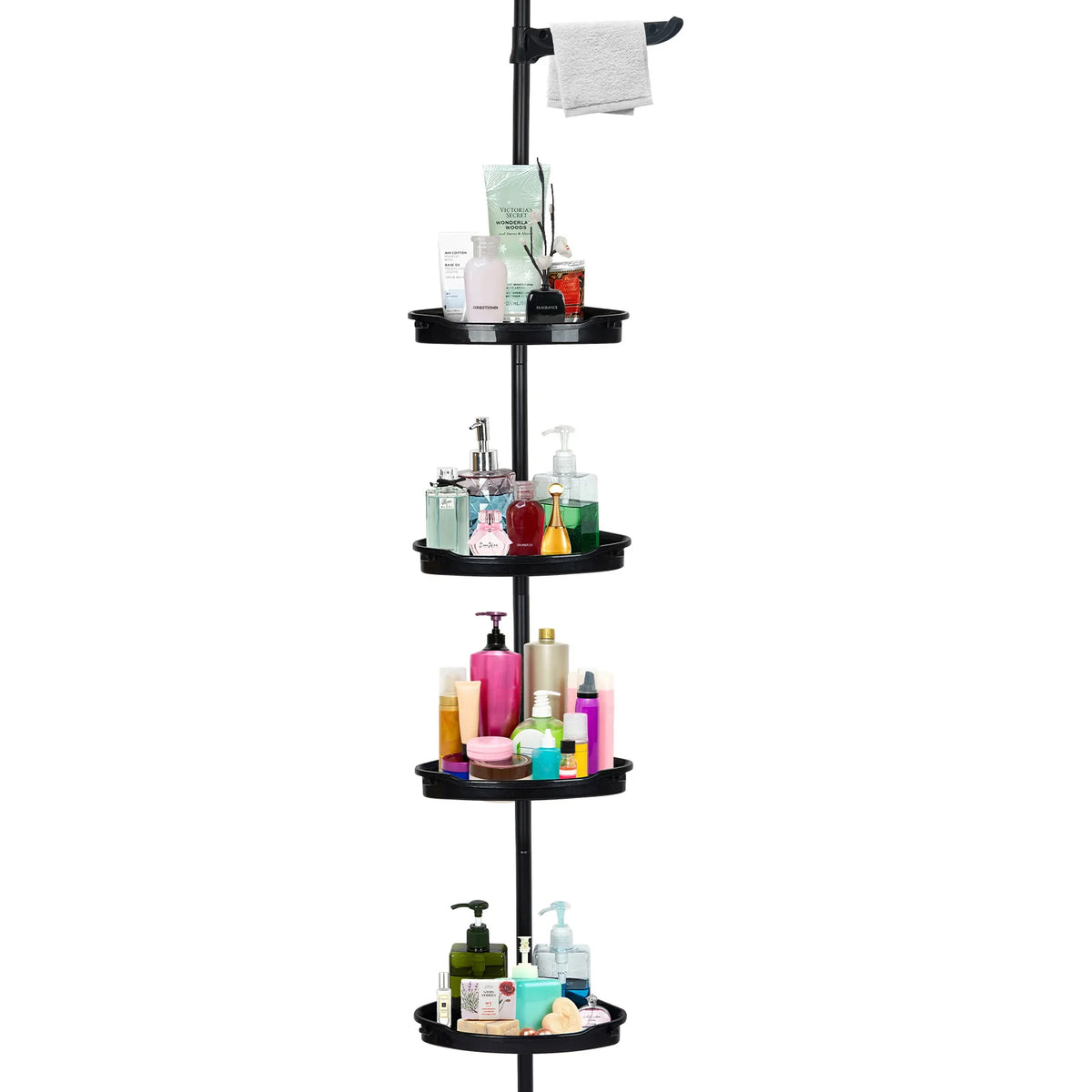 Adjustable 4-Tier Shower Caddy Corner Bathroom Organizer with Tension Pole