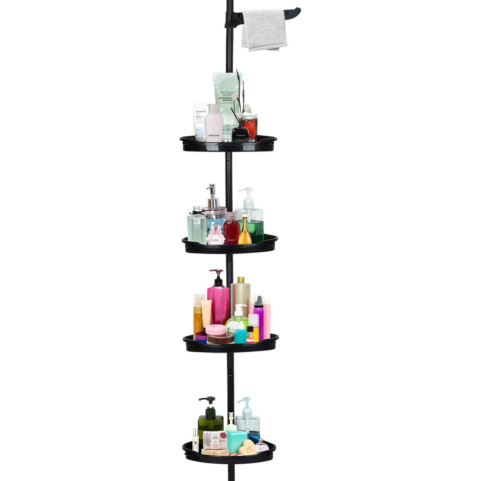 Adjustable 4-Tier Shower Caddy Corner Bathroom Organizer with Tension Pole