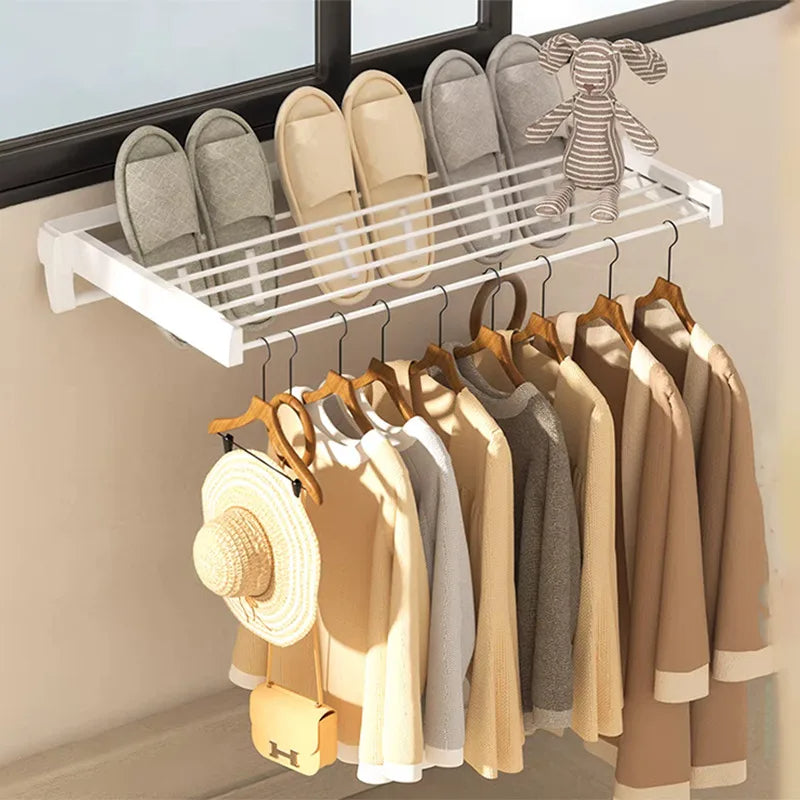 Modern Folding Laundry Drying Rack 7-Rods Wall Mounted