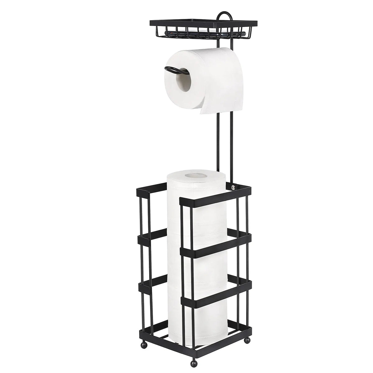 Freestanding Toilet Paper Holder with Storage Shelf