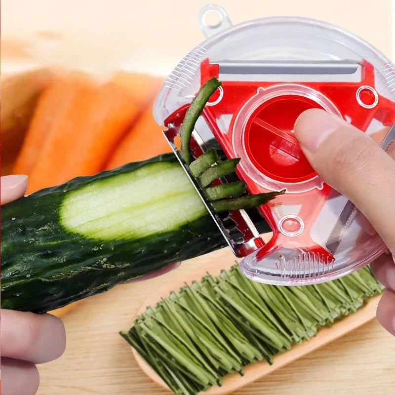 3-in-1 Vegetable Peeler, Julienne Slicer & Shredder, Multi-Function Peeler with Grater, Zester & Cutter Blades, Kitchen Vegetable Prep Tool (Random Color)