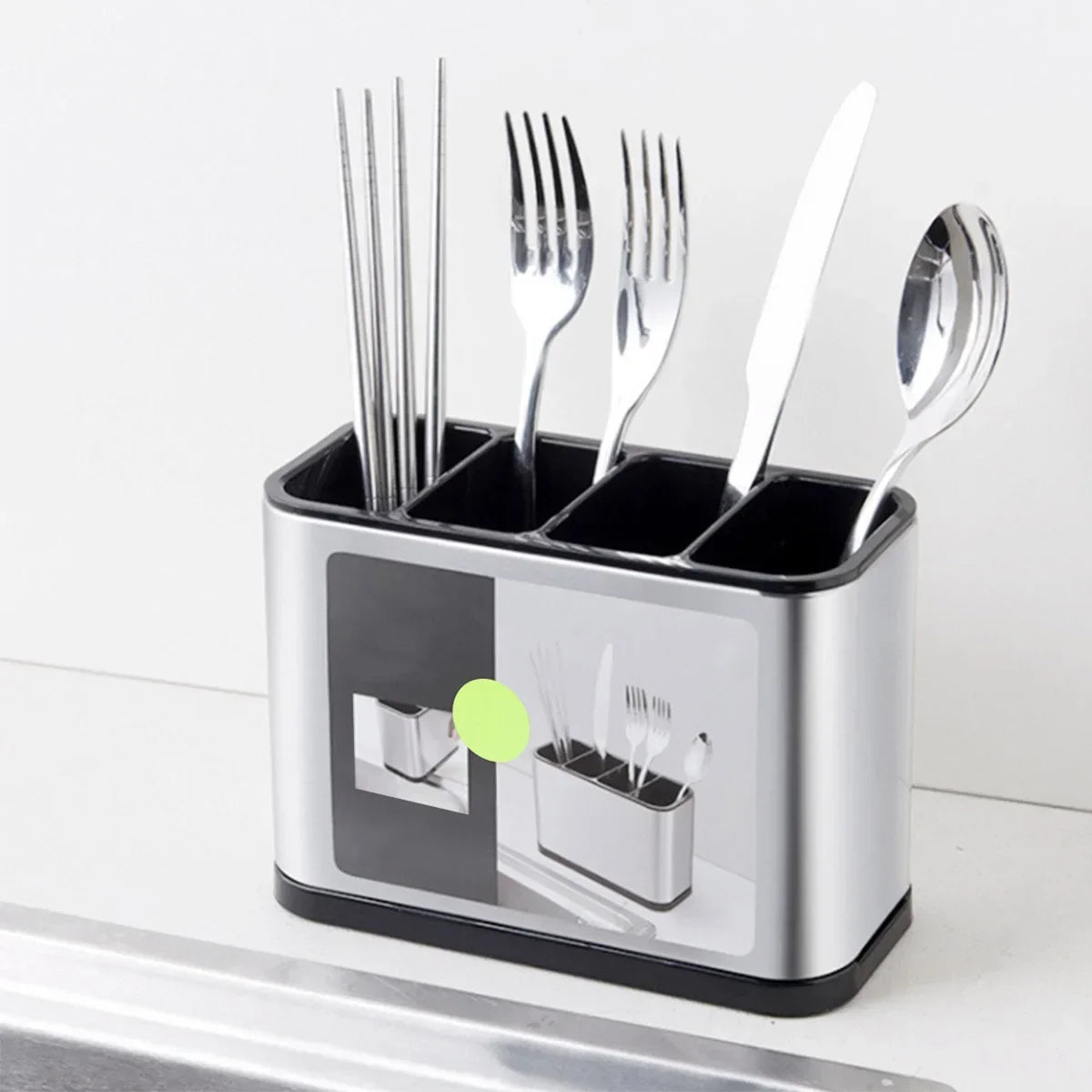Kitchen Utensil Holder Stainless Steel Capacity for Cutlery