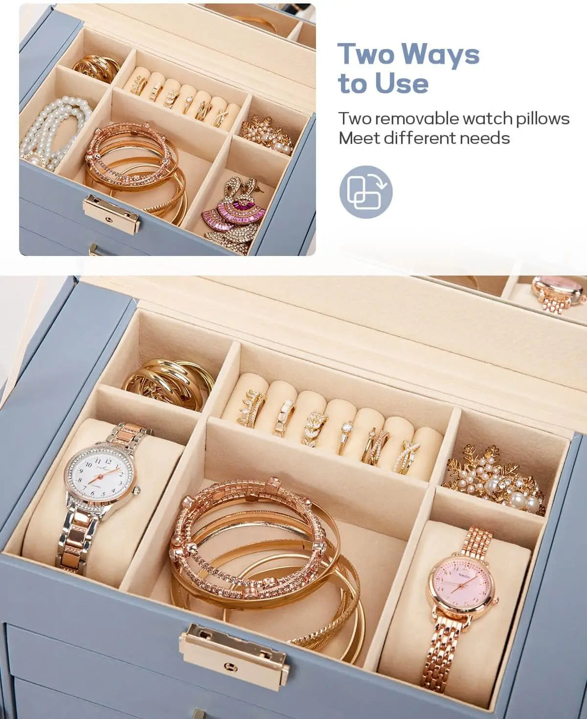Lockable Synthetic Leather Jewelry Storage Box