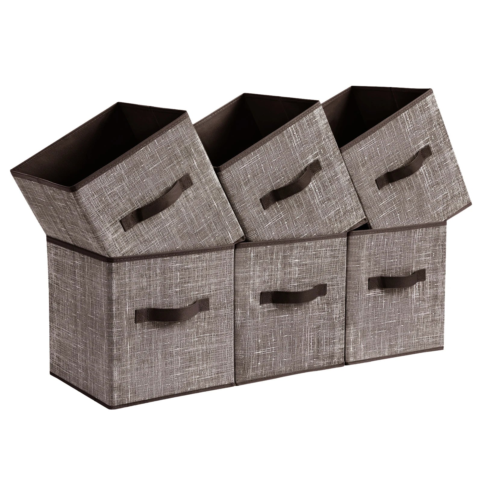 Closet Organizers 6-Pack Storage Cubes Foldable 11" Non-Woven Fabric Bins (Walnut Color)