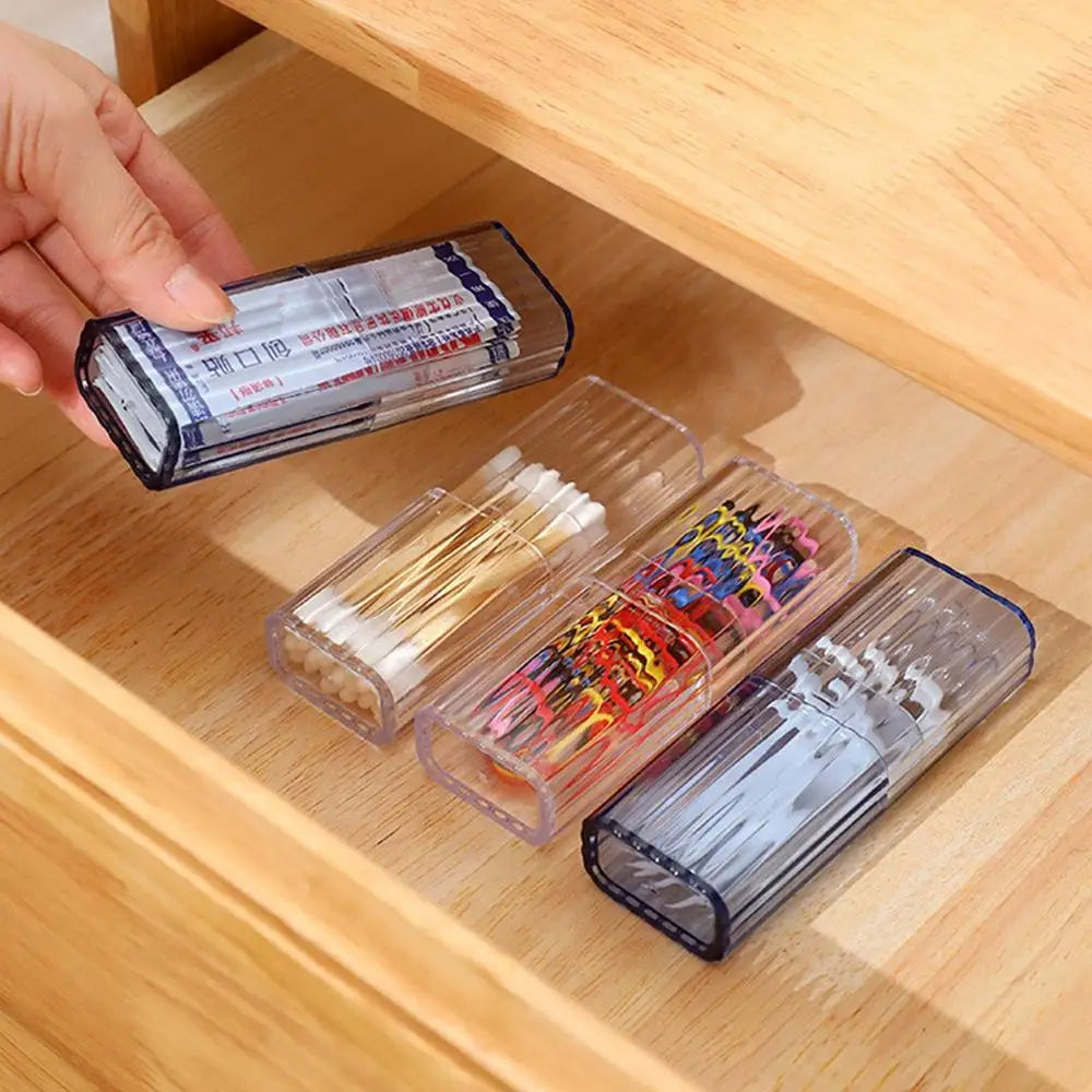 Portable Cotton Swab Floss Pick Storage Jar (White)