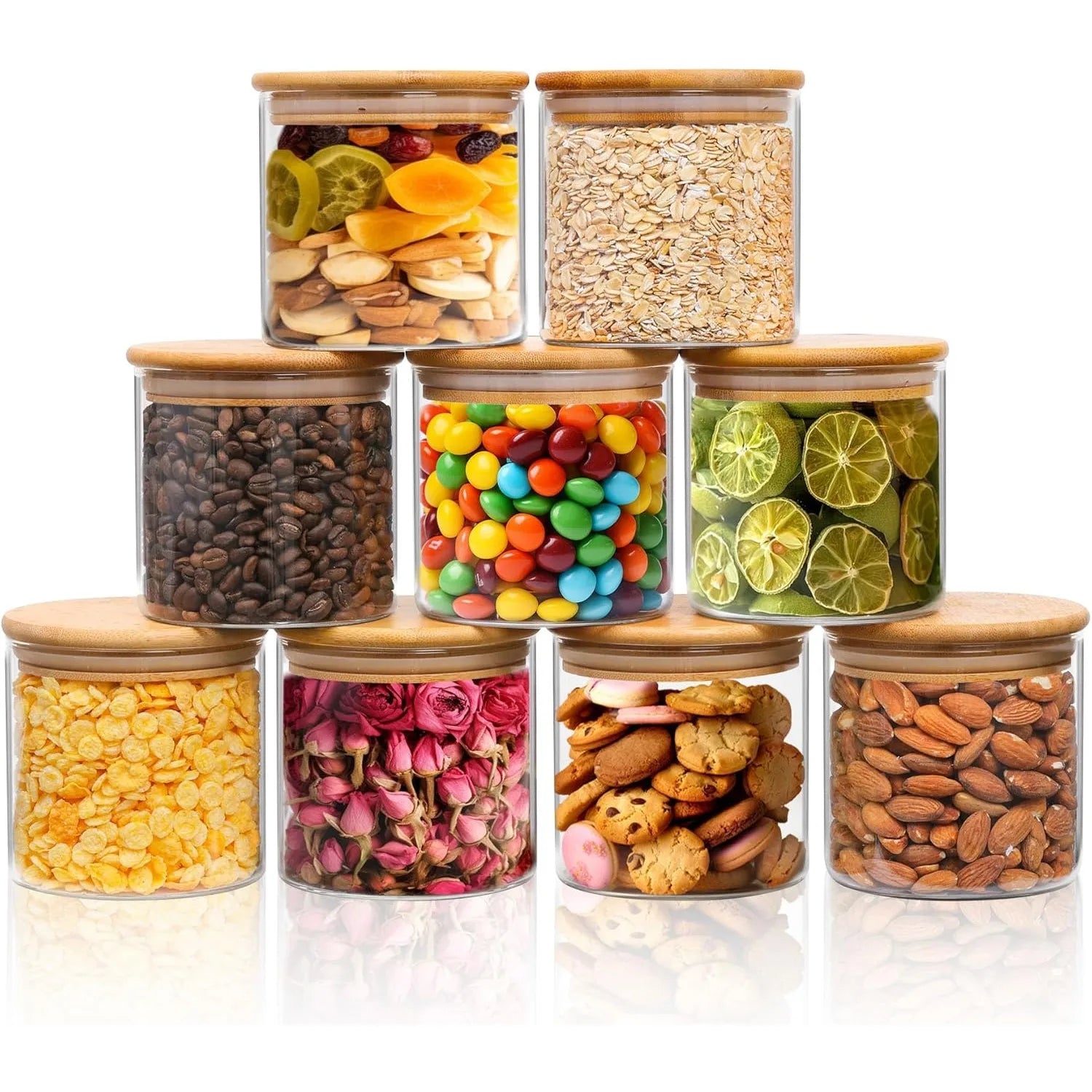 Set of 9 Glass Storage Containers for Tea Spices