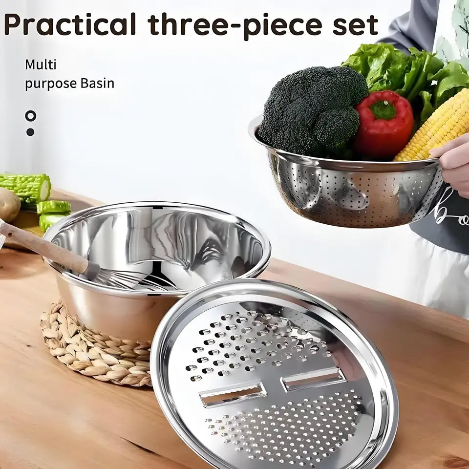 5-in-1 Steel Cheese Grater with Draining Basket