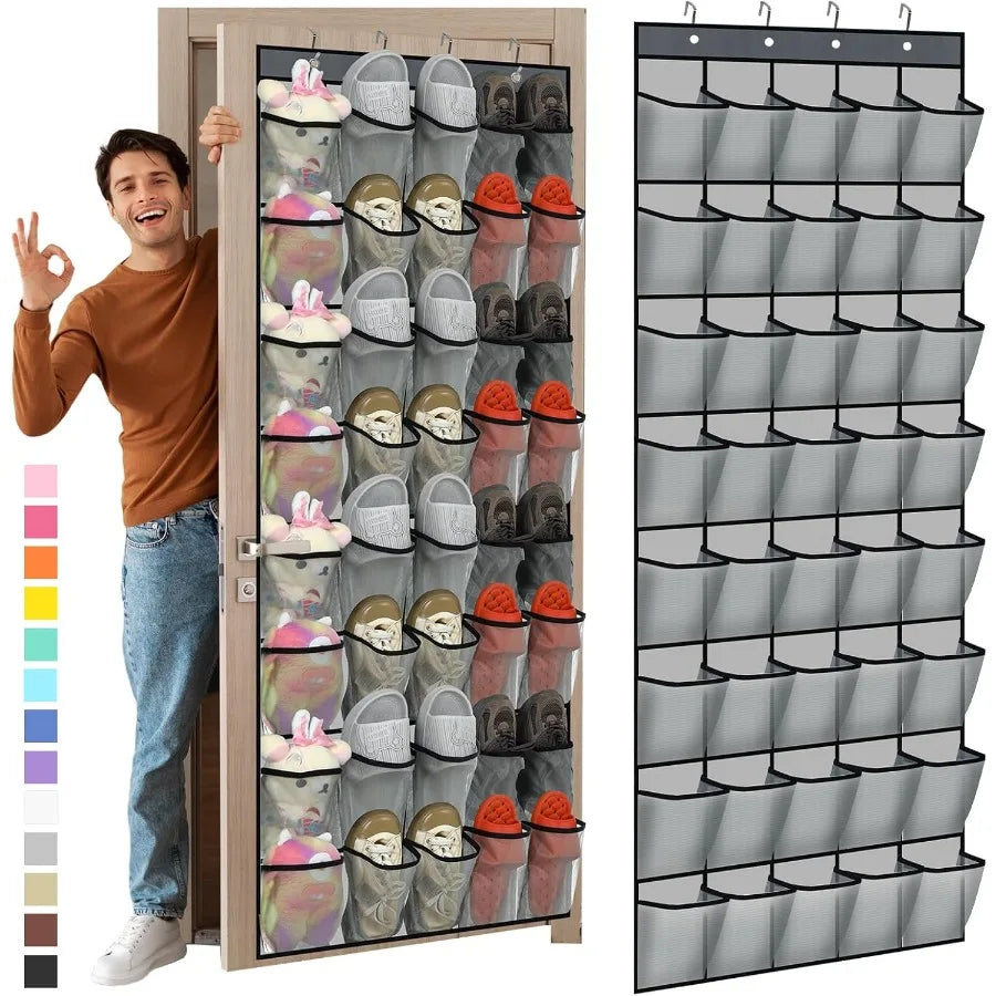 Large Mesh Hanging Shoe Rack for Closet Nonslip Behind Door Storage Holder (Gray)