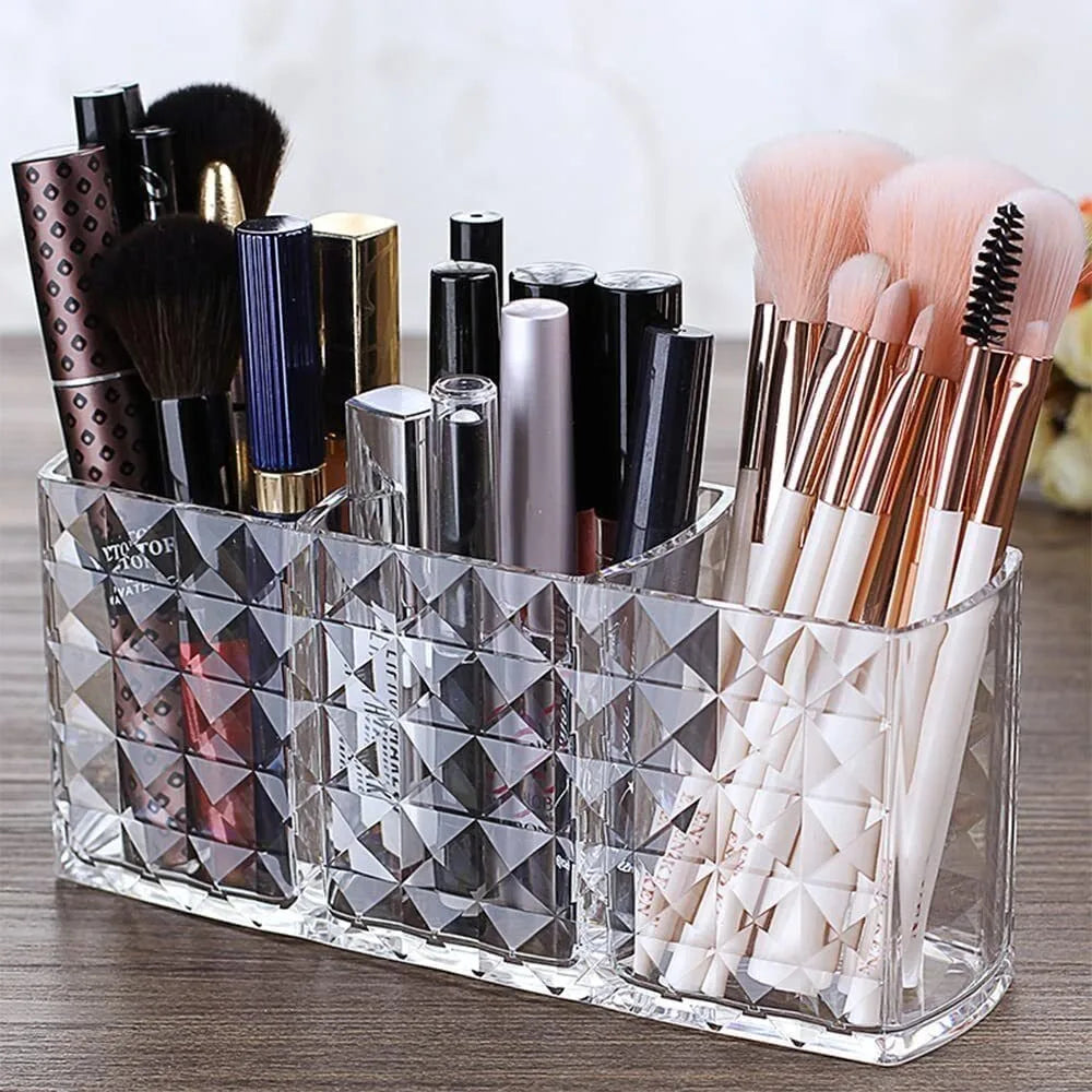 Transparent Acrylic Makeup Brush and Lipstick Stand