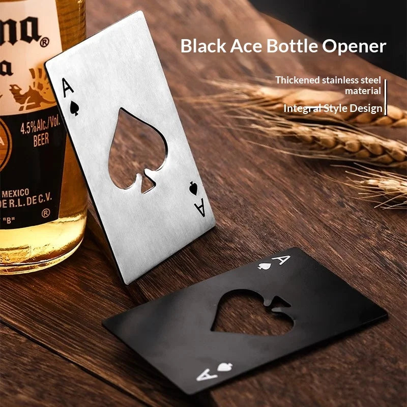 Stainless Steel Ace of Spades Bottle Opener, Poker Card Style Beer Bottle Opener, Creative Metal Bottle Cap Opener for Home, Bar &amp; Kitchen (Silver)