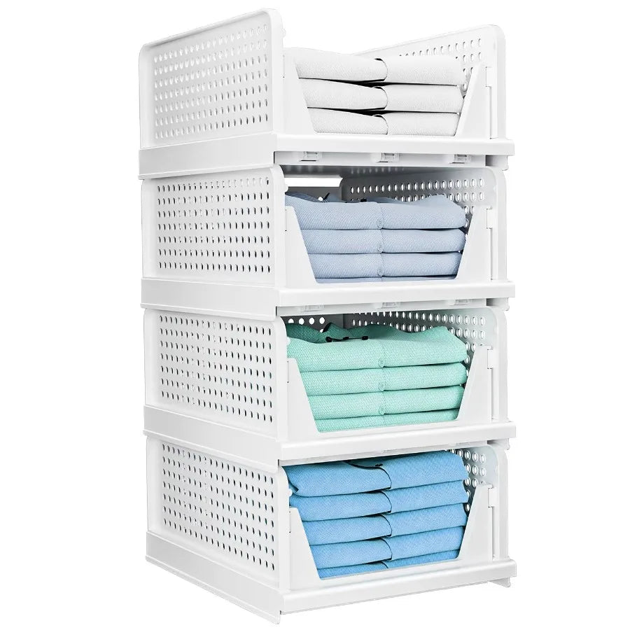 Stackable Plastic Closet Organizer Drawers 4-Pack