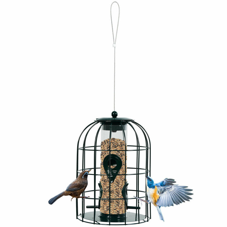 Squirrel Proof Bird Feeder Metal Cage for Backyards