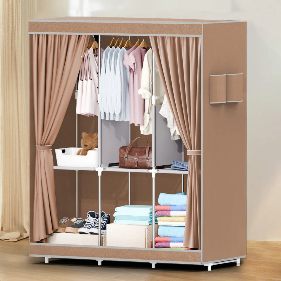 Portable Closet Wardrobe Organizer 51-Inch – 16mm Thick Pipe Clothing Storage Rack (Beige)