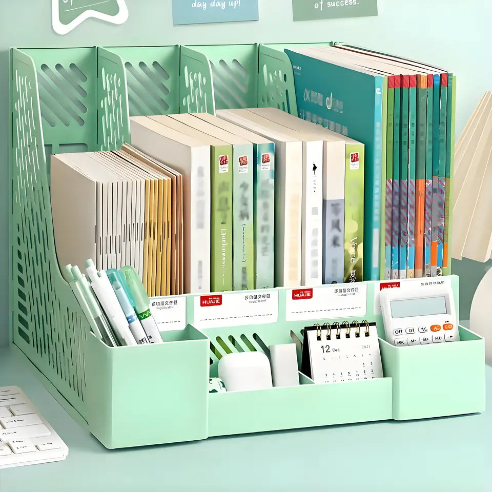 Detachable 4-Compartment Desktop File Organizer (White)