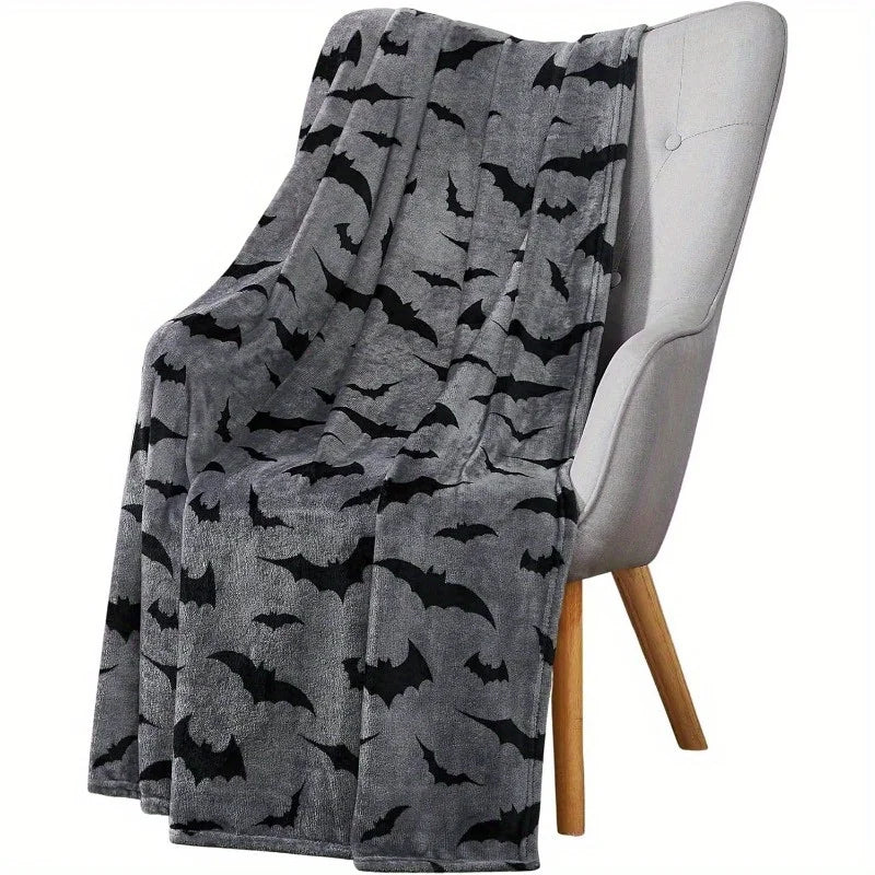 Extra Large Black and Gray Halloween Throw Blanket