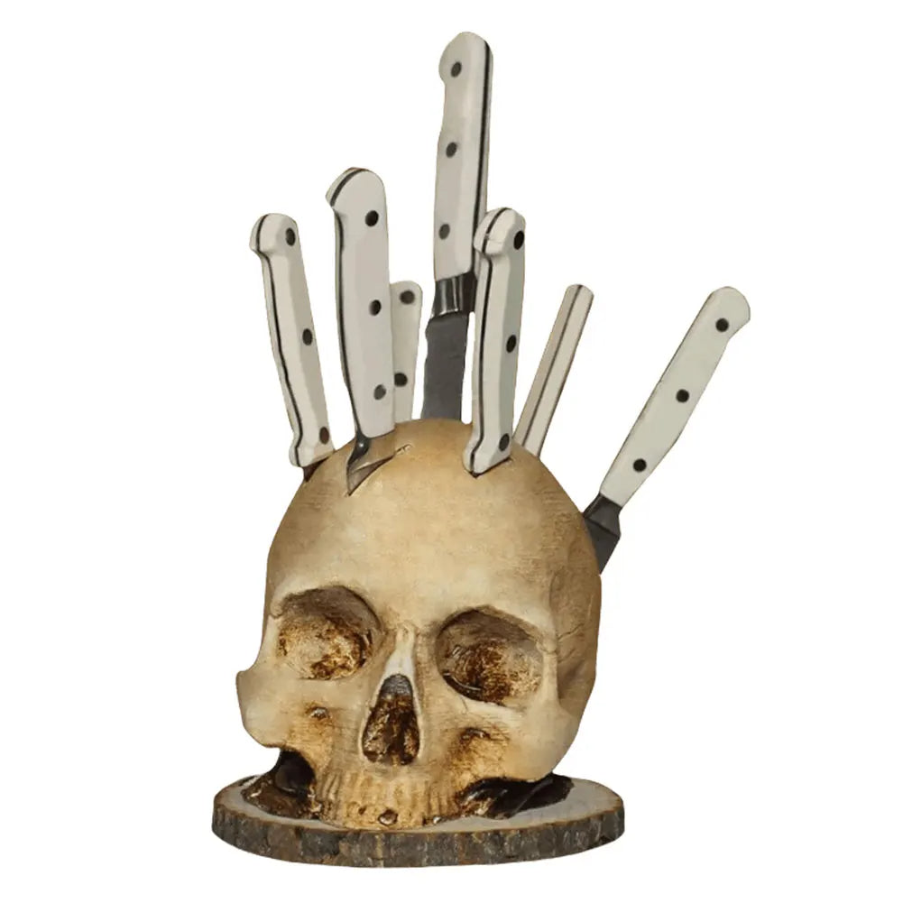 Skull Knife Holder for Halloween Goth Decor