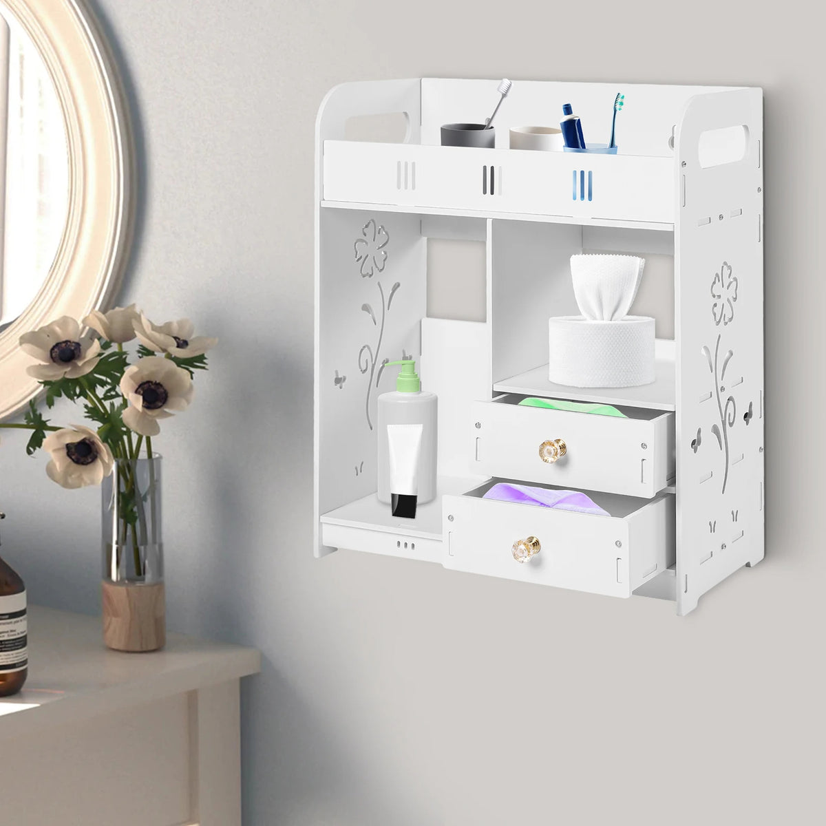 Bathroom Cabinet Stylish Wall-Mounted Medicine Organizer
