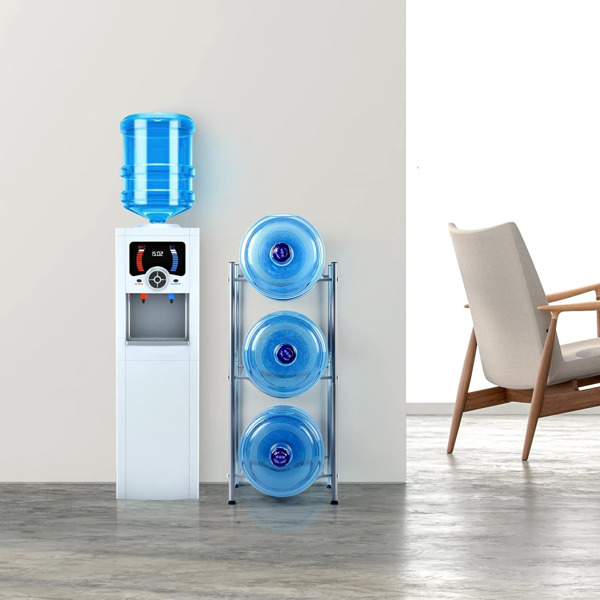 Water Jug Holder 3-Layer Detachable Storage Rack (Silver)