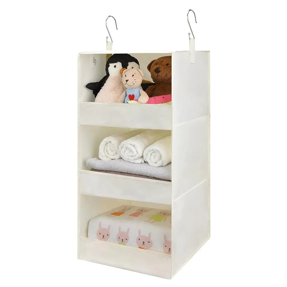 Foldable 3-Shelf Hanging Organizer Wardrobe Space Saving Storage