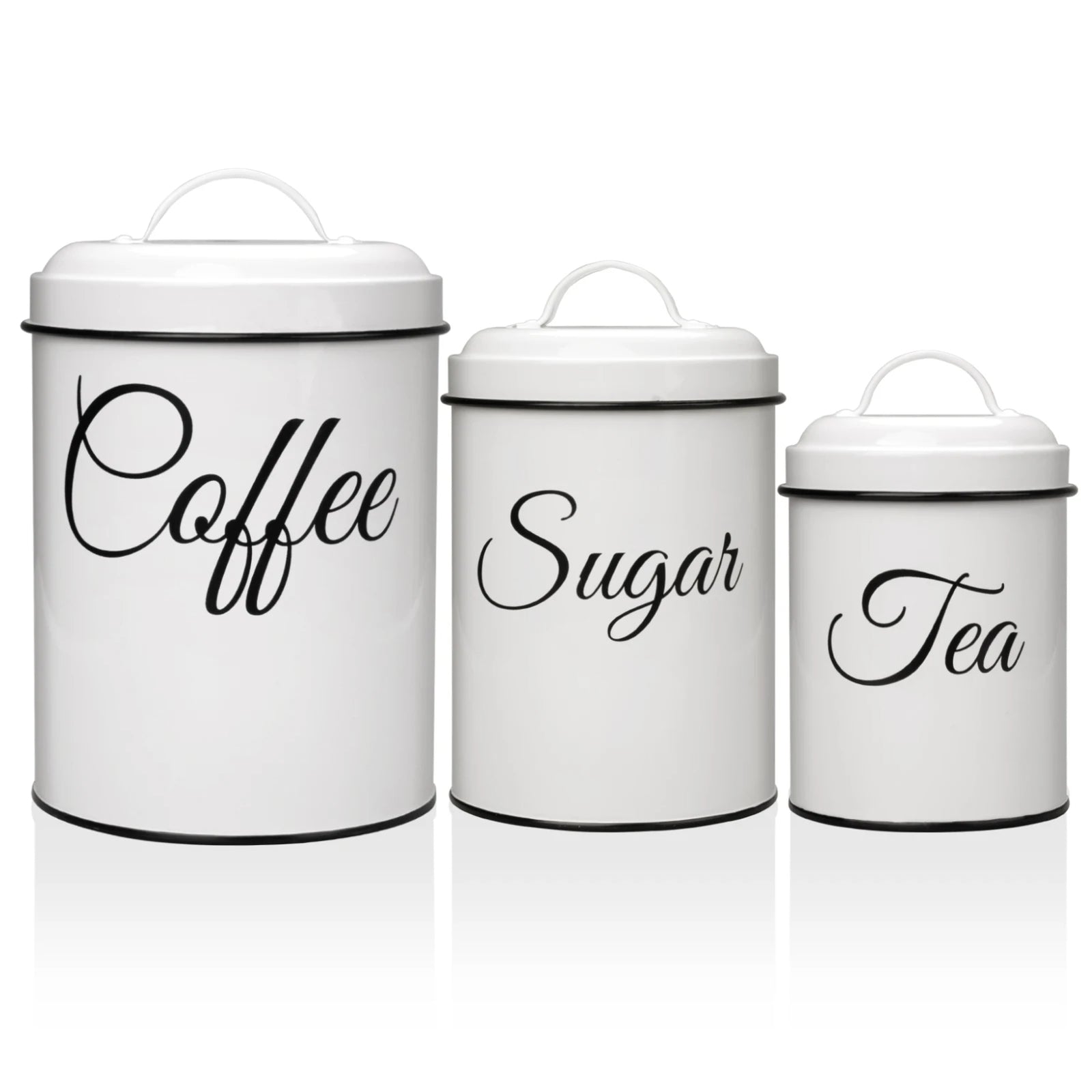 Airtight Kitchen Coffee Storage 3-Piece Vintage Decor (White)