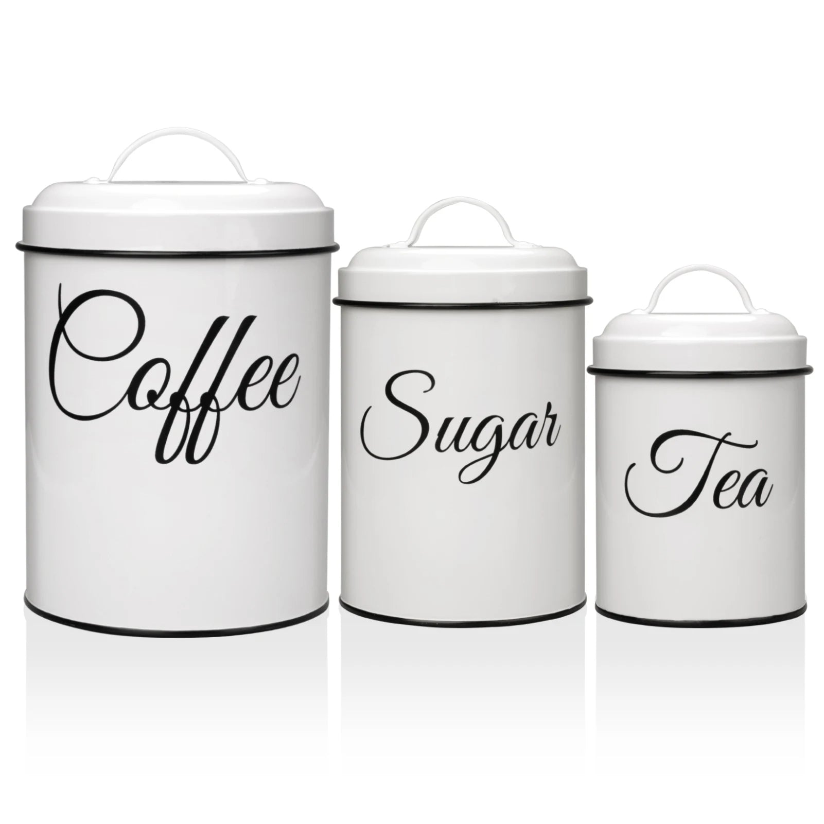 Airtight Kitchen Coffee Storage 3-Piece Vintage Decor (White)