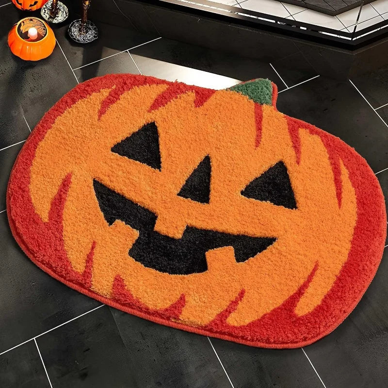 Non-Slip Pumpkin Bath Rug for Halloween Decor