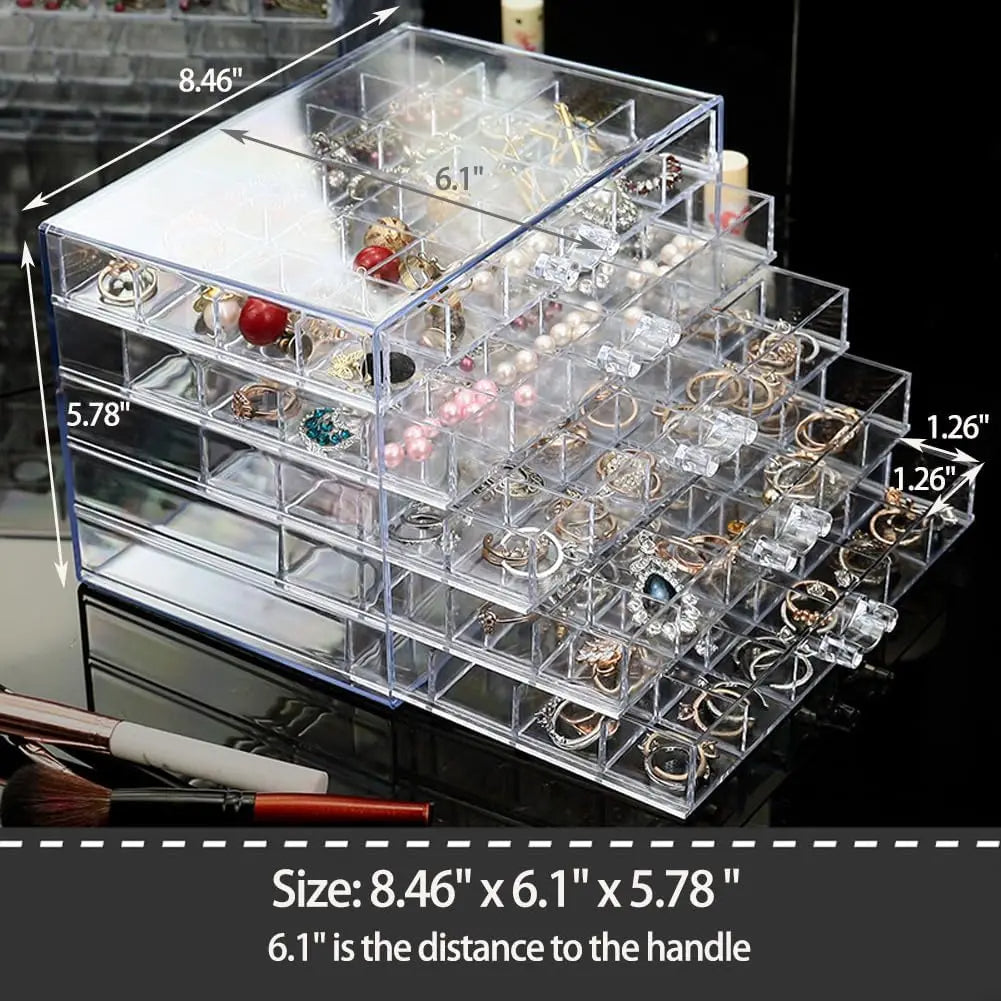 Acrylic Earring Storage Box Organizer with Drawers