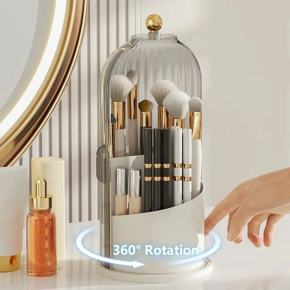 360° Rotating Makeup Brush Holder Desktop Makeup Organizer (White)