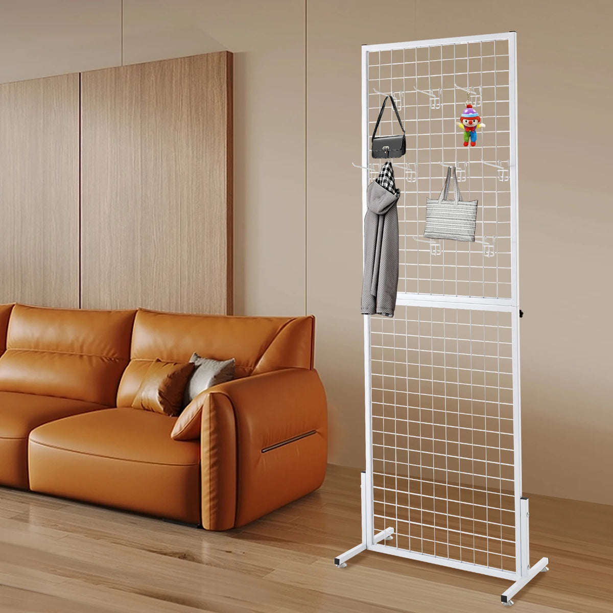 Gridwall Panel Metal Grill Pegboard Display Stand (White)