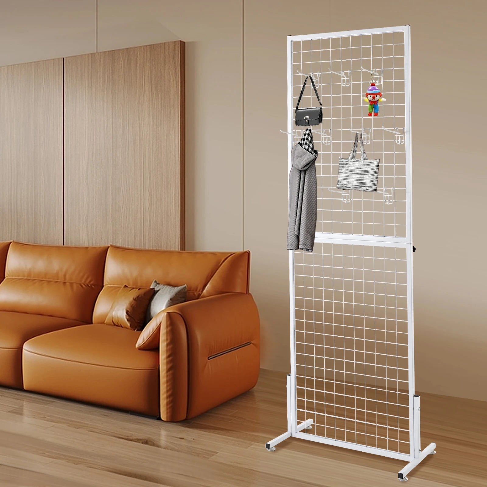Gridwall Panel Metal Grill Pegboard Display Stand (White)