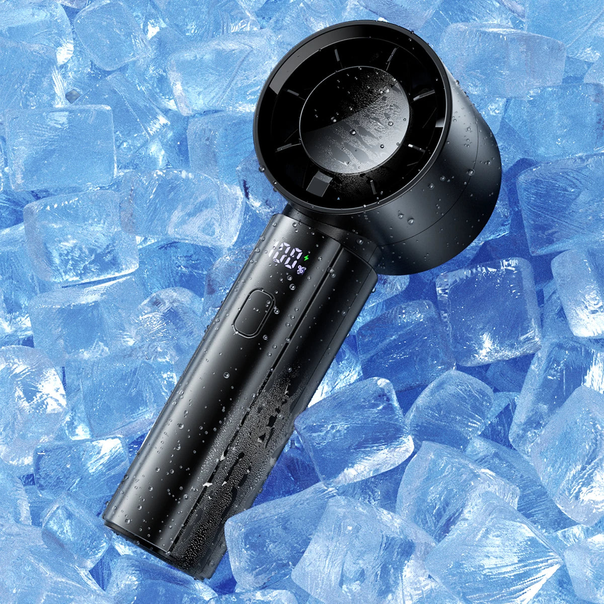 Portable Handheld Fan with 3000mAh Battery Digital Display (Black)