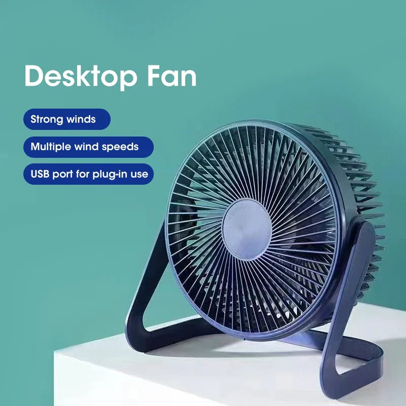 USB Desktop Fan Portable Fan 5 Inches Small Desk Cooling Power (Black)